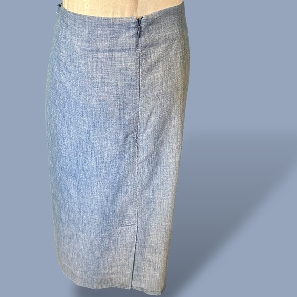 J. Crew ‘Cotton Ruffle Front Pencil Skirt’ in Chambray Blue Size 14 - Picture 13 of 16